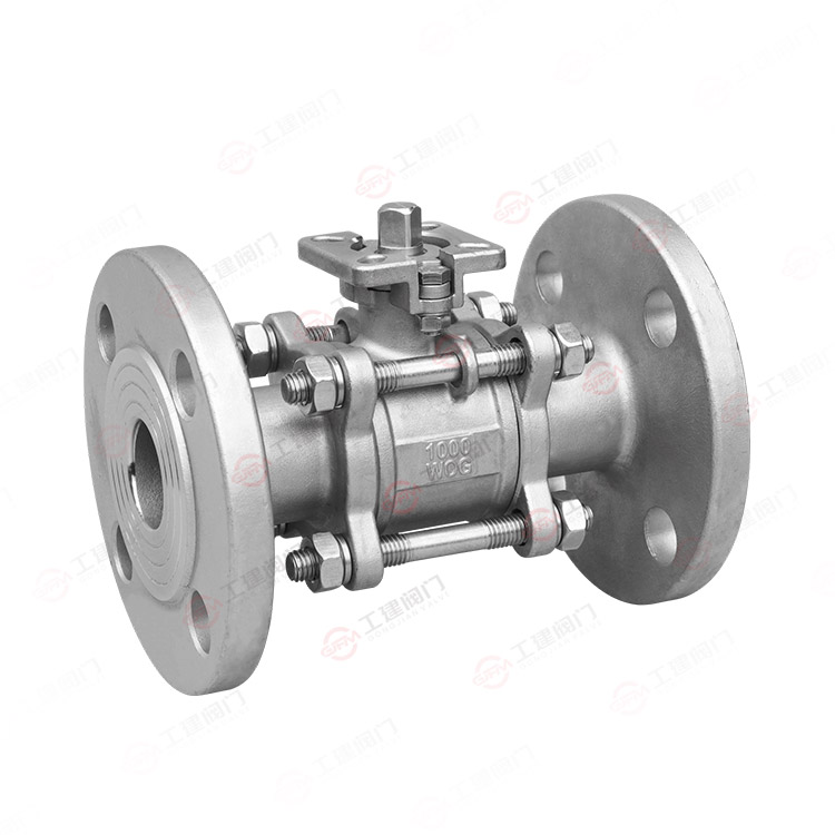 Three piece high platform flange ball valve