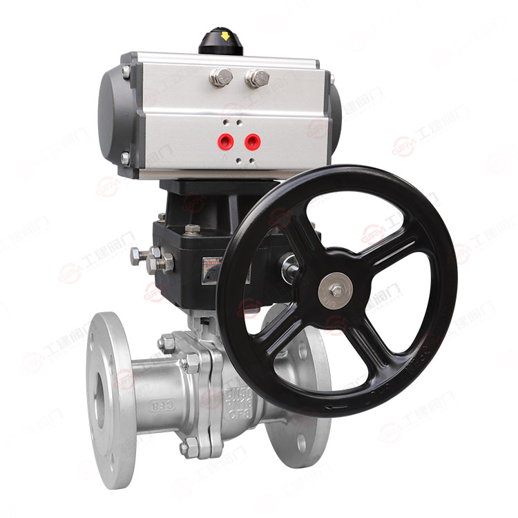 Pneumatic hand-operated flange ball valve