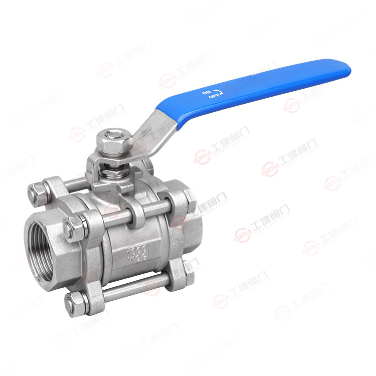 Three piece threaded ball valve