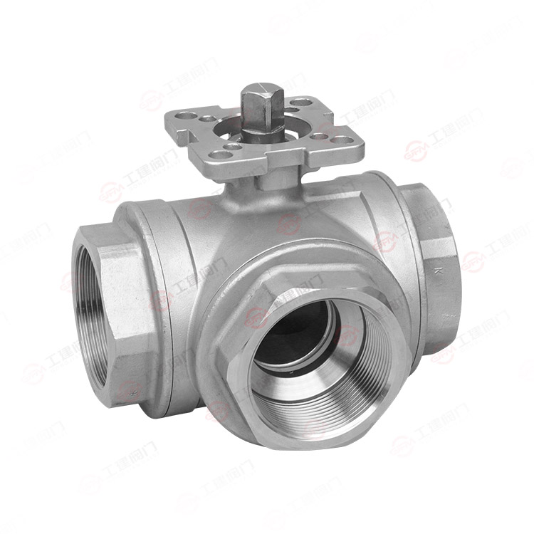 Three way high platform ball valve