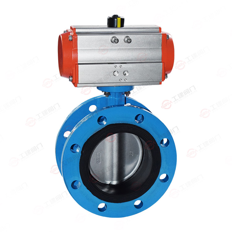 Pneumatic lined rubber flange butterfly valve