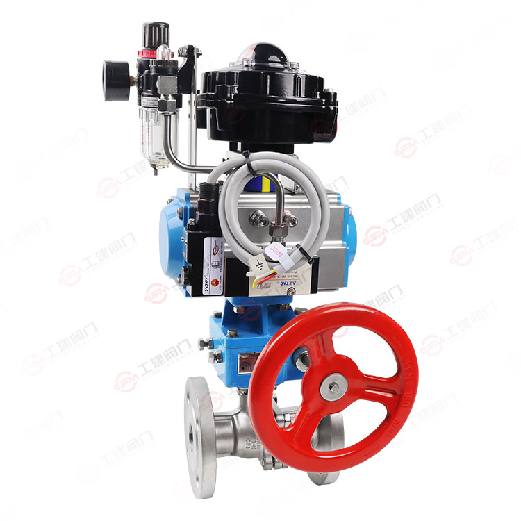 Pneumatic hand-operated flange ball valve